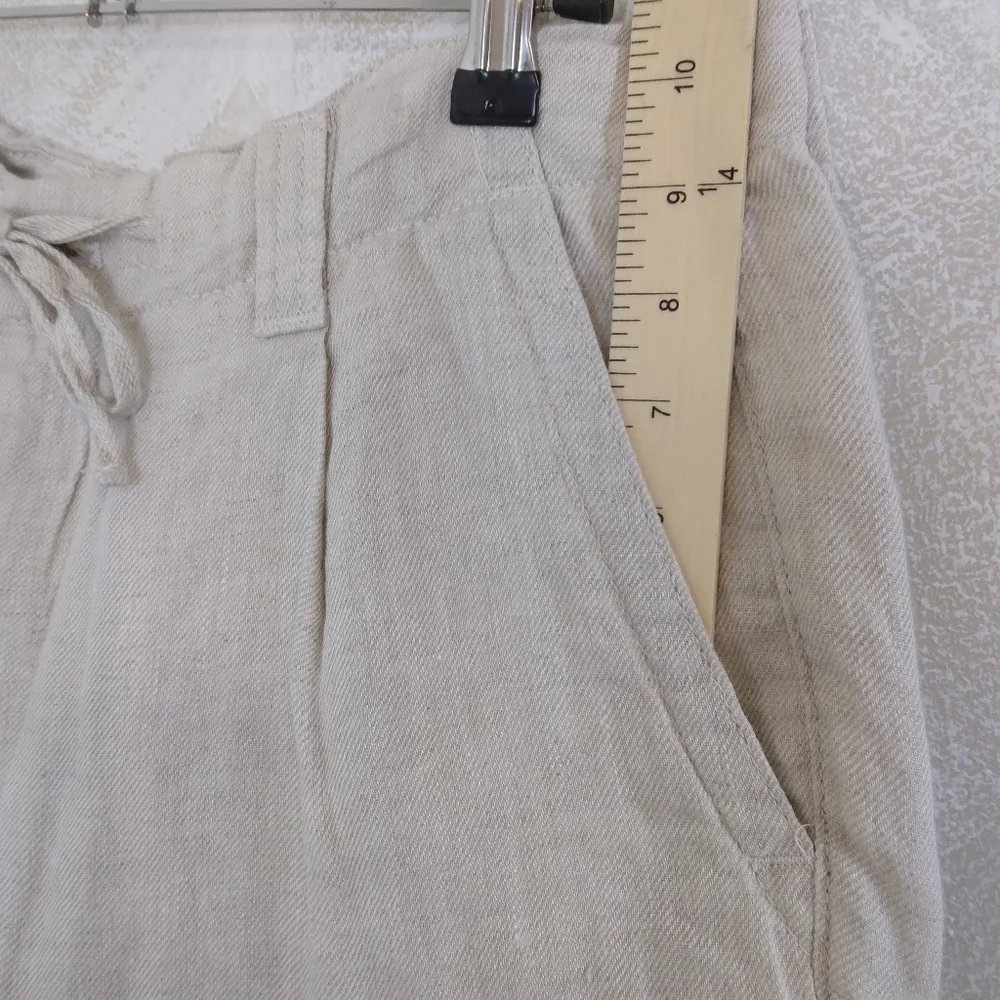 Zara size 31 Linen Pants Tapered Casual Drawstring 4 Pockets Cream Color